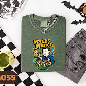 Halloween Myers Munch Shirt, Horror Movies Character T-shirt, Funny Scary Killers Tee, Gift for Horror Movies Fan, Slashers Graphic Sweater