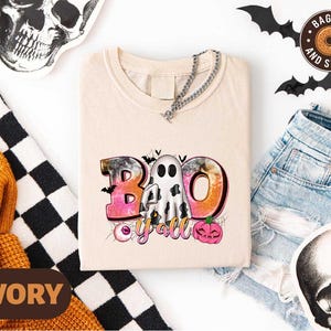 Boo Y&#39;all Shirt, Halloween Ghost T-shirt, Spooky Season Boo Sweater Spooky Halloween Shirt, Funny Halloween Party Shirt, Ghost Clothing Tee