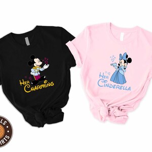 Disney Mickey and Minnie Couple Matching Shirt, Her Charming & His Cinderella T-shirt, Disneyland Honeymoon Sweatshirt, Disney Wedding Tee