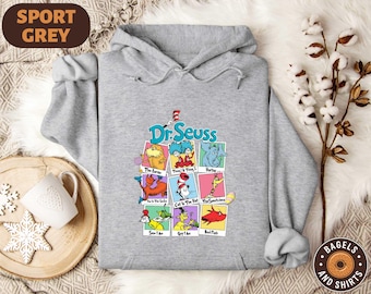 Dr. Seuss Shirt, Dr. Seuss Kids T-shirt, Dr. Seuss Character Sweatshirt, Book Lover Shirt, Teacher Hoodie, Cat In The Hat Tee, School Shirt