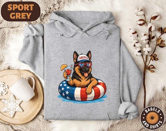 American Dog 4th of July Shirt, Patriotic Dog T-shirt, Memorial Day Shirt for Dog Lover, Independence Day Sweater, German Shepherd USA Tee