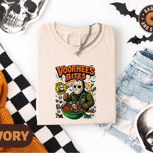 Voorhees Bites Shirt, Killer Halloween T-shirt, Horror Movies Sweater, Spooky Season Top, Comfort Colors Scary Killer Tee, Horror Night Tee