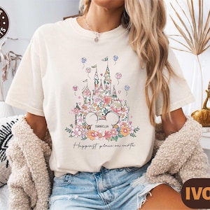 Disney Happiest Place on Earth Shirt, Magic Kingdom Shirt, Disney Custom Floral Castle Shirt, Disney Magical World Shirt, Disney World Shirt