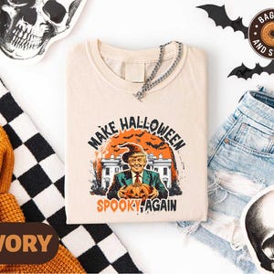Make Halloween Spooky Again Shirt, Funny Trump Halloween Tee, Retro Spooky Shirt, Trump Costume Tee, Halloween Outfits, Political Spooky Tee