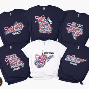 Chemise de la carte de l'État des États-Unis du 4 juillet, T-shirt floral patriotique de l'État, sweat-shirt du jour de l'indépendance, t-shirt du Memorial Day, chemise Kentucky Georgia Texas