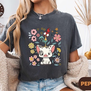 Floral Moana Shirt, Disney Hei Hei and Pua T-shirt, Moana Family Trip Shirt, Disney Movie Sweater, Disneyland Girl Trip Shirt, WDW Tour Tee