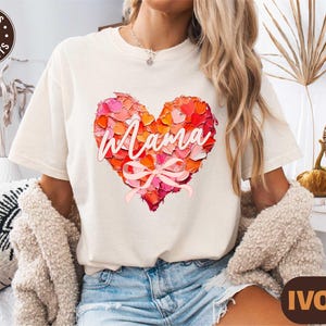 Comfort Colors Mama Shirt, Mama Heart T-shirt, New Mom Sweatshirt, Birthday Mom Gift for Shirt, Gift for Grandma, Cute Coquette Mama Shirt