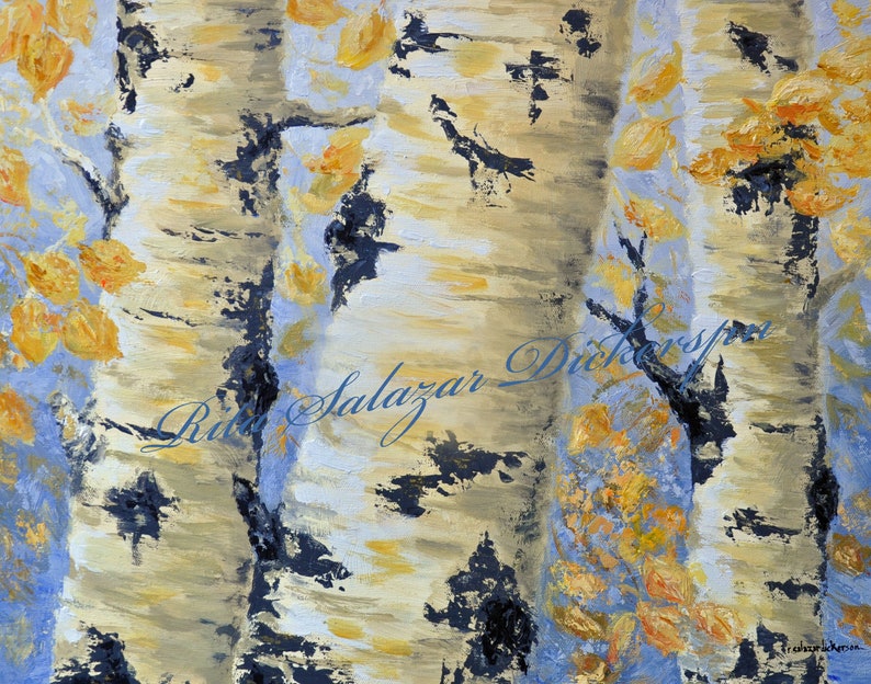 Fall Aspen Trees Poster Art Print Original Aspen Trees Etsy