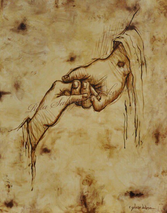 Jesus Holding Her Hand Poster Art Print Jesus Our Friend Etsy