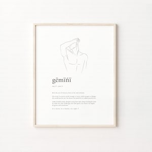 Gemini Zodiac Digital Print | Astrology Wall Art | Horoscope Poster | Gemini Gift for Him | Celestial Home Decor | Digital Download