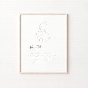 Gemini Zodiac Digital Print | Astrology Wall Art | Horoscope Poster | Gemini Gift for Her | Celestial Home Decor | Digital Download