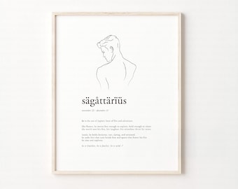 Sagittarius Zodiac Digital Print | Astrology Wall Art | Horoscope Poster | Sagittarius Gift for Him | Celestial Home Decor, Digital Download