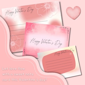 Cartes de correspondance imprimables pour la Saint-Valentin – lot de 6 modèles uniques, cartes d'amour pour les proches, jolies cartes de voeux