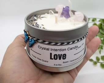 Candle, Crystal Candle, Crystals, Intention Candle, Intention Candle with Crystals, Manifest, Manifestation Candle, Candles, Soy,Love Candle