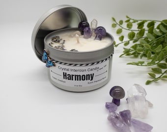 Candle, Crystal Candle, Intention Candle, Intention Candle with Crystals, Manifest, Manifestation Candle, Manifesting Candles, Harmony, Soy