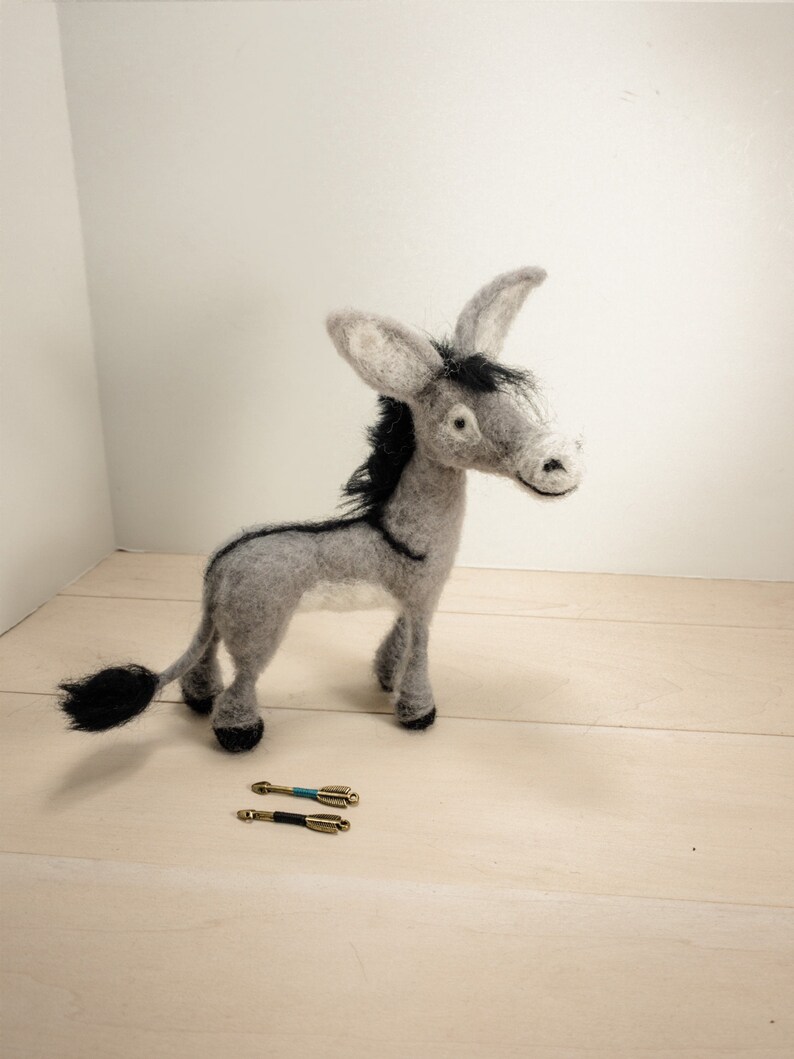 Needle Felted Donkey Handmade Donkey Needle Felted Animals Etsy
