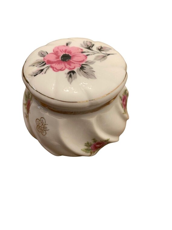 Vintage Trinket Box, Enesco Trinket Box, Floral T… - image 2