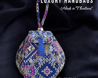 Thai Silk Handbag: Golden Evening Bag, Lamphun Fabric
