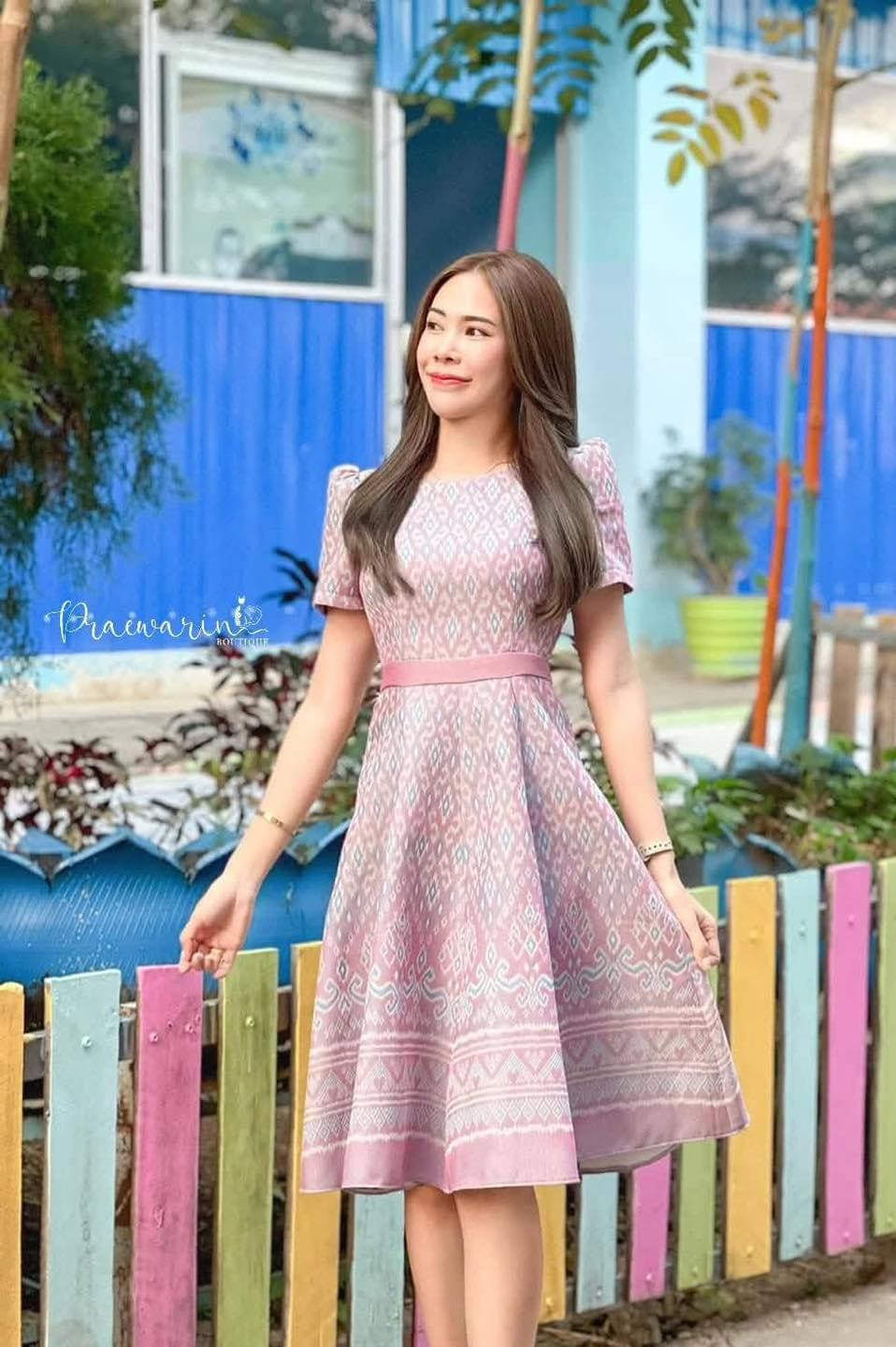 thailand casual dress Red Traditional Thai Dress. Sabai & Silk Skirt Outfit Set. High-Quality Traditional Thai Clothing from Thailand