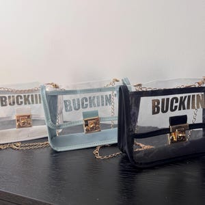 Custom Clear Stadium Bag with Gold Crossbody Strap | Trendy PVC Purse for Concerts & Game Day | Transparent Festival Bag