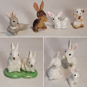 Lot of Vintage Miniature Rabbits Perfect for Easter Decor Dollhouse Accessory Diorama Fairy Garden Décor