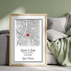 Custom couple print, personalized map poster.