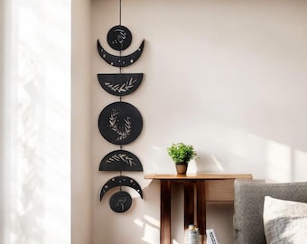 Mondphasen Girlande aus Holz: Boho Ramadan Wanddeko