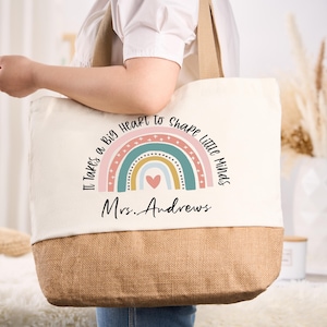 Aangepaste draagtas leraar leraar spullen Gepersonaliseerde leraar waardering leraar bedankje cadeau einde termijn cadeau terug naar school draagtas
