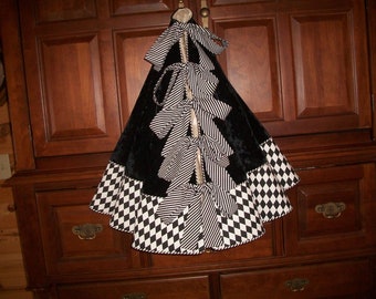 54" Amazing Luxurious Black Velvet with  Black and White Reversible Christmas Tree Skirt 2024 Collection