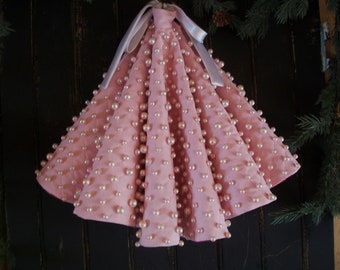 28" Amazing Pink with Pink Beaded  Reversible Christmas Tree Skirt 2024 Collection