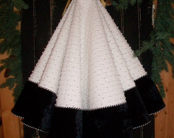 54" Amazing Black Velvet with White Beaded and Black and White Reversible Christmas Tree Skirt 2024 Collection