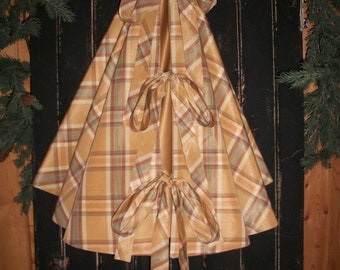 52" Metallic Gold  and Soft Gold Plaid Reversible Christmas Tree Skirt 2024 Collection