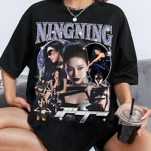 Retro Ningning Aespa T-shirt, Aespa Whiplash Album Shirt, Armageddon Album Shirt, Aespa World Tour Ningning, Karina, Giselle, Winter Sweater