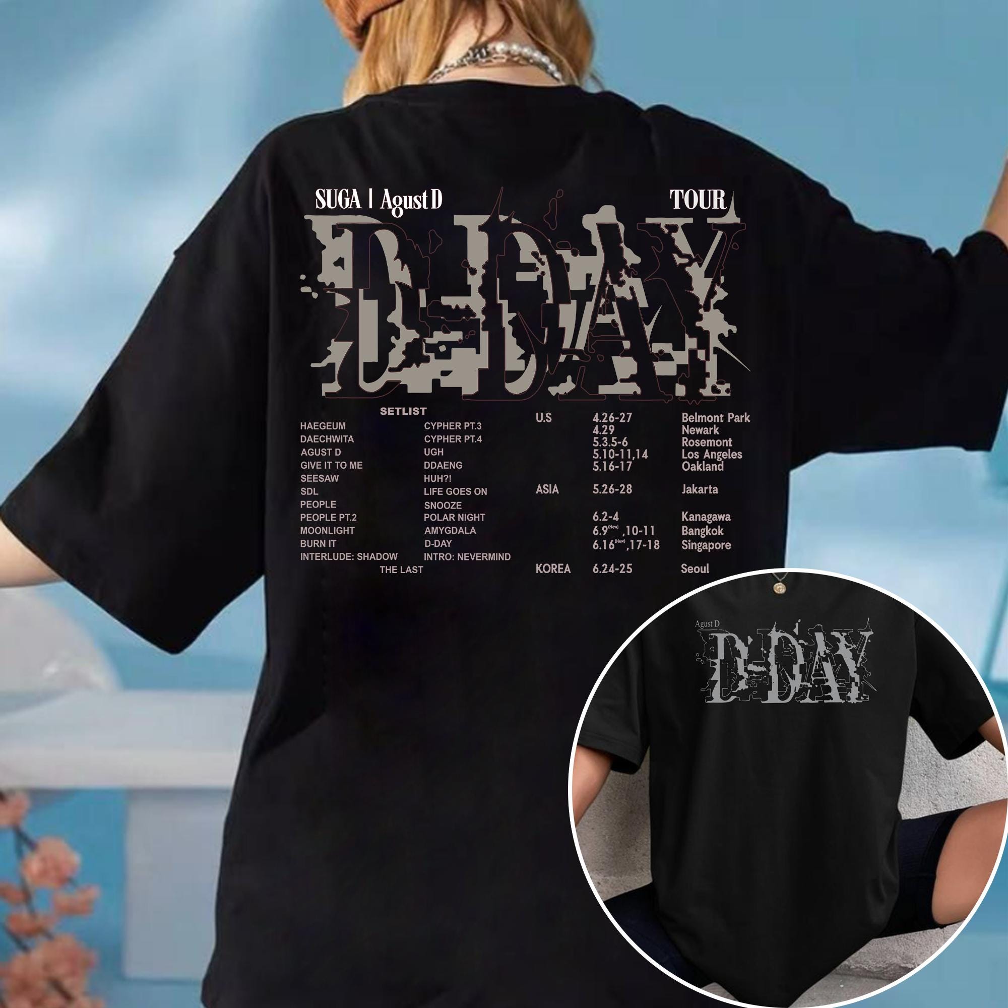 BTS SUGA Agust D Tour D-Day T Shirt Size L Japan Limited