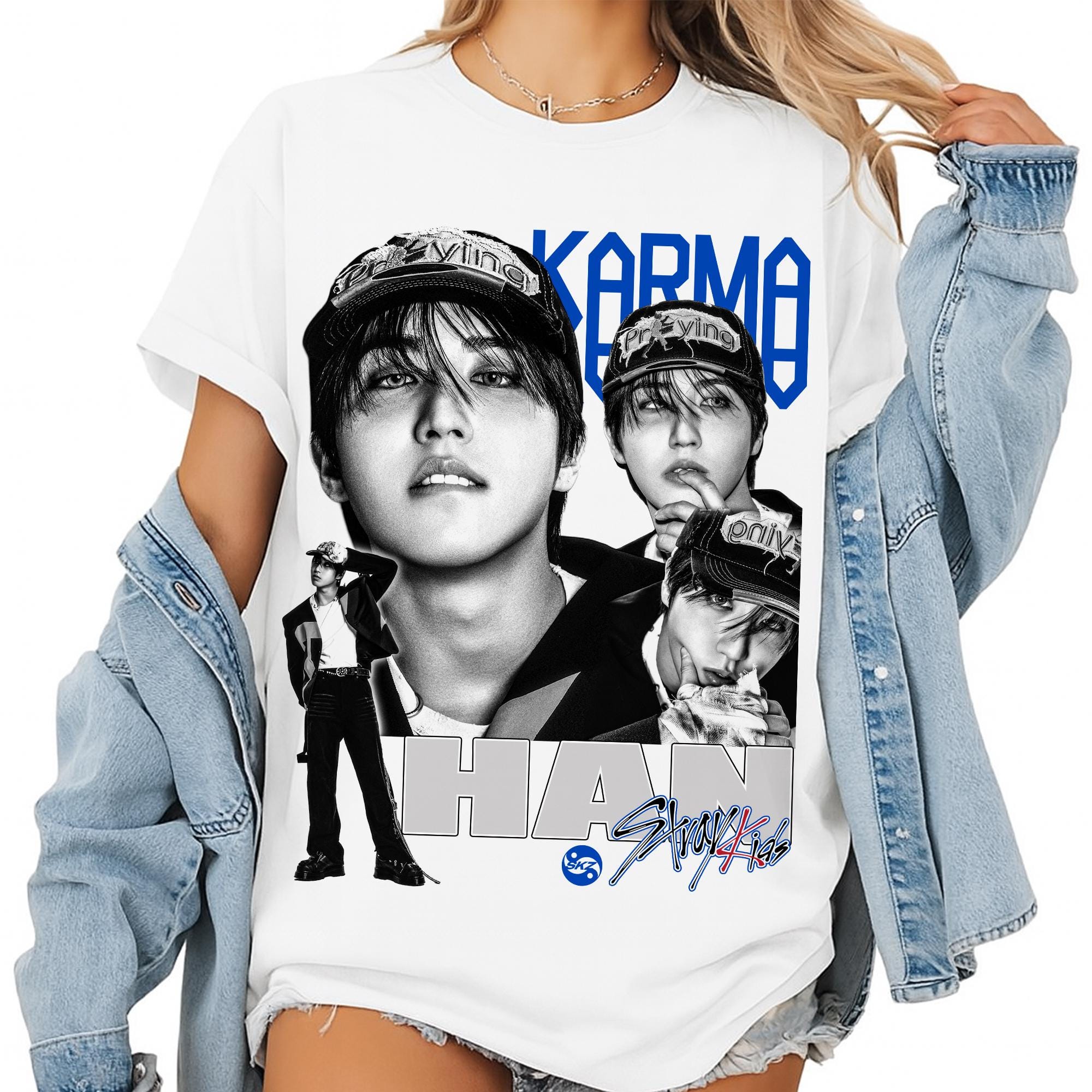 straykids KARMA tシャツ ハン　未開封トレカ付　ユニフォーム Stray Kids - Karma Pop-up UNIFORM T-SHIRT