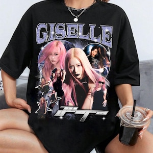 Retro Giselle Aespa T-shirt, Aespa Whiplash Album Shirt, Armageddon Album Shirt, Aespa World Tour Ningning, Karina, Giselle, Winter Sweater