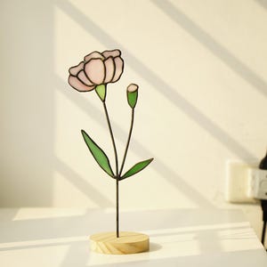 Stained Glass Tulip Flower Panel - Beautiful Stain Glass Sun catcher, Unique Home Decor Wall Art, Ideal birth month flower gift for Mom