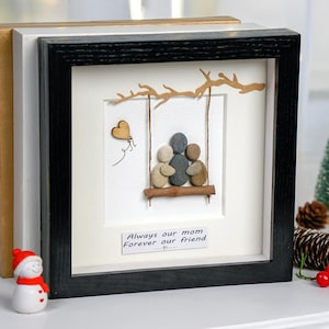 Cornice personalizzata con ciottoli per mamma e bambino - Arte sentimentale, regalo di famiglia unico, arredamento per la casa per mamma e donne
