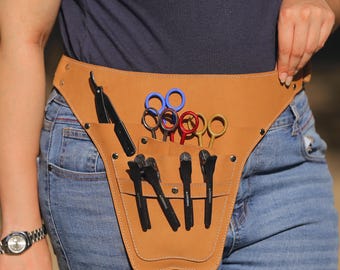 Personalisierte Leder Barber Werkzeuggürtel: Hair Stylist Organizer