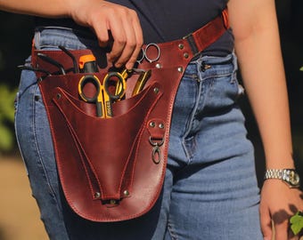 Cinturón de delantal de cuero / Cinturón de herramientas de jardinería de grano completo / Bolsa de herramientas de cuero ajustable. Regalo para ella y para él.