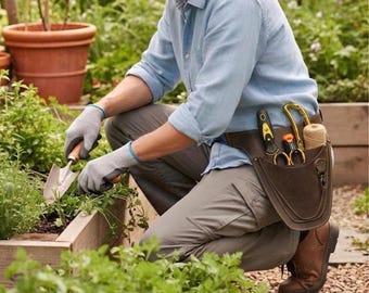 Leather Florist Tool Belt | Gardening Apron with Scissors Holder | Florist Gift | Personalized Garden Tool Belt for Women & Men