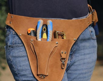 Personalized Leather Garden Tool Belt: Farmer, Florist, Carpenter.