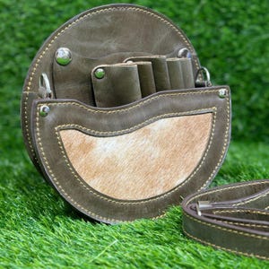 Leather Barber Tool Bag: Hairdressing Scissor Holster, Adjustable Strap