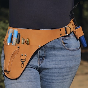 Leather Florist Tool Belt with Hammer Holder: Garden & Farm Belt