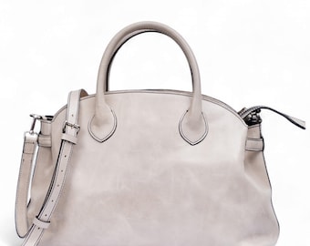 Large  Leather Carryall Bag - Black Empire Style Tote for Women - Professional Business Work Bag fits 13" Laptop