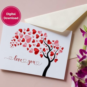 Druckbare Karte | Karte für Ihn ihre Frau Mann Freund Freundin | Leere Karte | Grußkarte | Liebe dich Karte | Valentinstag Karte