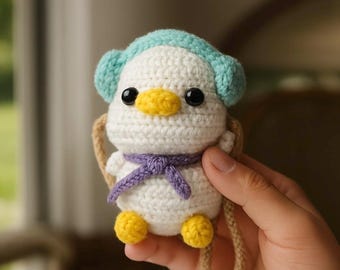 Crochet Duck Car Hanger, Amigurumi Duck Toy (PDF Pattern))