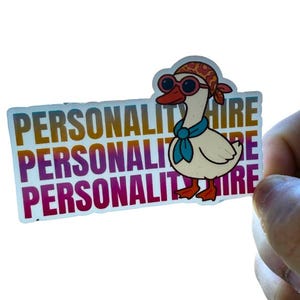 Vinylsticker persoonlijkheid huren - verkrijgbaar in mat, holografisch en glanzend - grappige stickers - waterfles, laptop, dagboeksticker