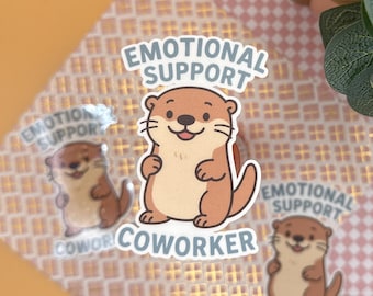 Emotional Support Coworker Vinyl Sticker: Funny Laptop, Water Bottle Decal