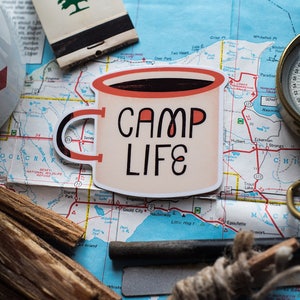 Camp Life Vinyl Sticker Camping Sticker, Camp Sticker, Mug Sticker, Die Cut, Decal image 2